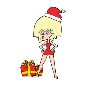 卡通女人生气圣诞礼物图片