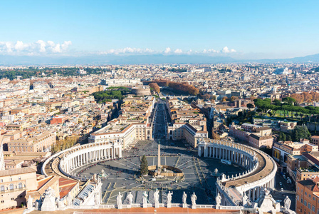 梵蒂冈和罗马圣彼得广场鸟瞰图图片