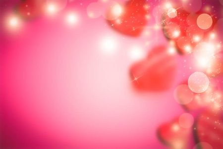 图题字爱与光和景粉红的底色上。情人节快乐卡设计。2 月 14 日。模糊软