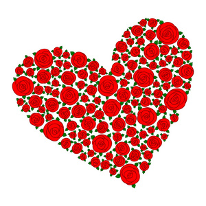 心的形状红手绘制的卡通月季花图片