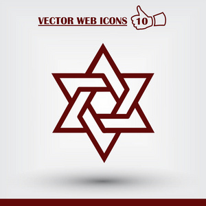 犹太人的大卫之星六星 web 图标。平面设计风格