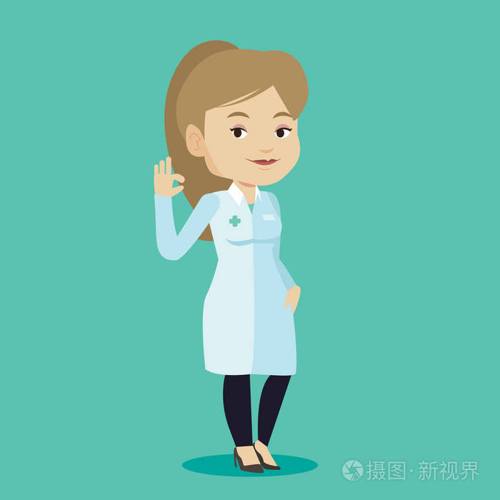 医生显示ok的手势矢量图