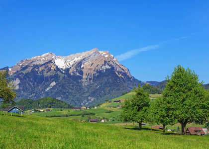 在瑞士的下瓦尔登州的春天视图