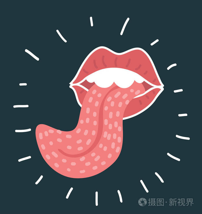 舌头符号-白色背景上的大纲图标说明