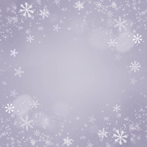 圣诞雪花背景。紫罗兰色的节日贺卡