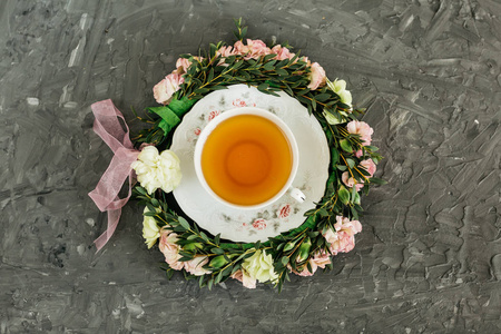 杯茶, 花, 香草, 郁金香, Flatlay