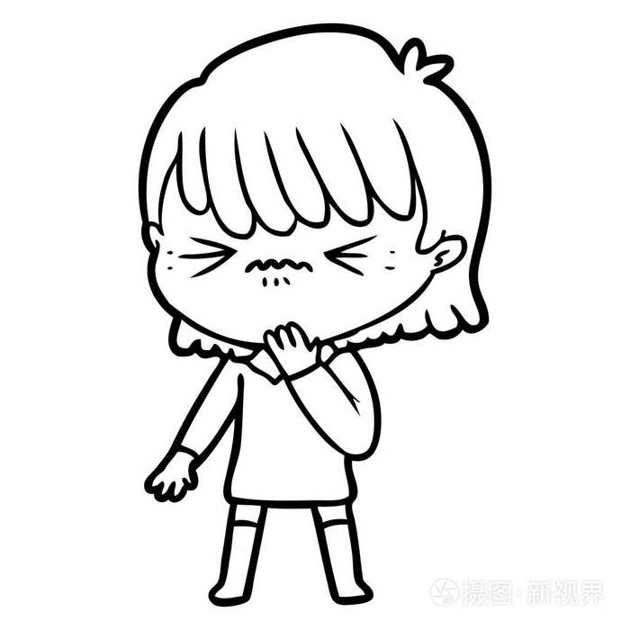 卡通女孩后悔错误
