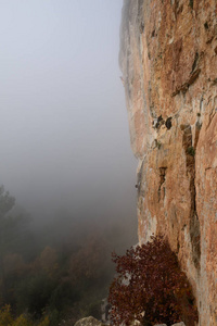 攀岩者提升具有挑战性的悬崖。攀爬的极限运动。自由 风险 挑战 成功