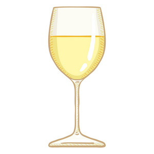 矢量卡通插图白葡萄酒玻璃