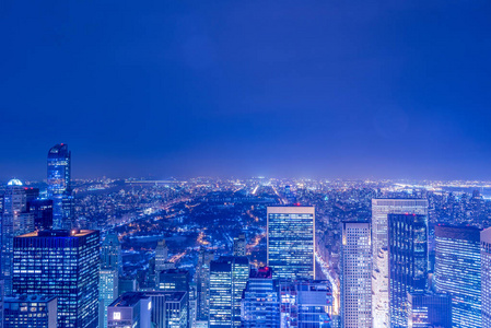 在日落的纽约曼哈顿夜景