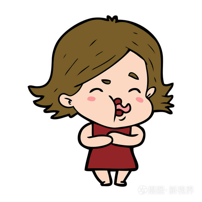 卡通女孩拉脸