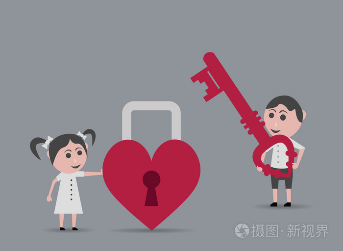 钥匙锁心的男孩女孩