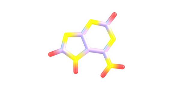 腺嘌呤分子结构上白色孤立