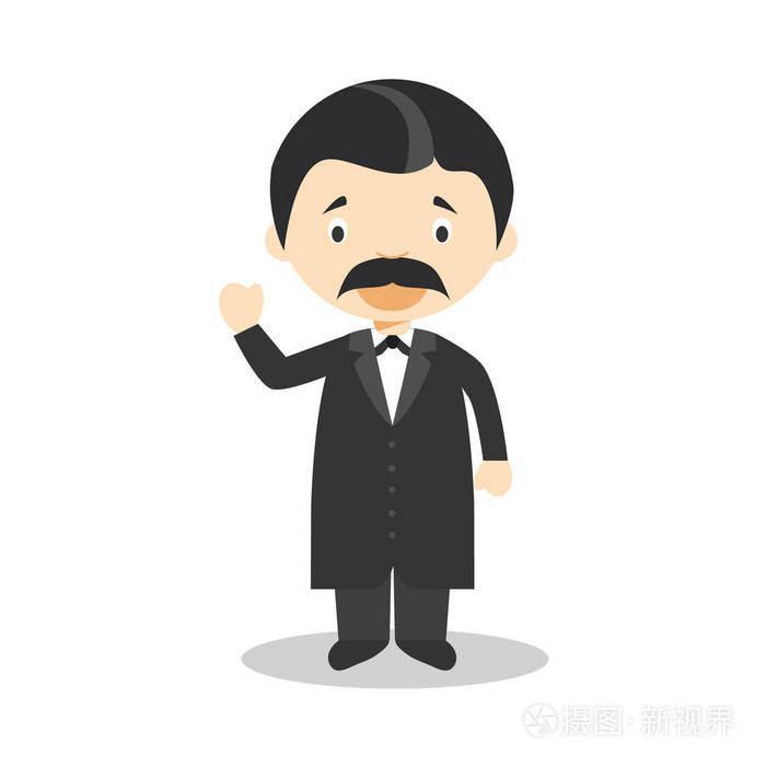 尼采卡通人物.矢量插图.儿童历史收藏