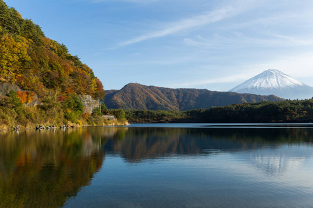 富士山和西湖湖在秋天