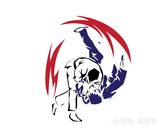 激情运动运动员在行动标志赢得自卫柔道运动