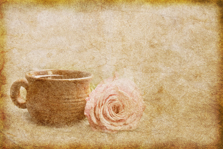 咖啡与玫瑰的旧纸张纹理。