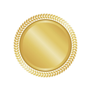 现代的金色圆形金属徽章 标签和设计元素。矢量图