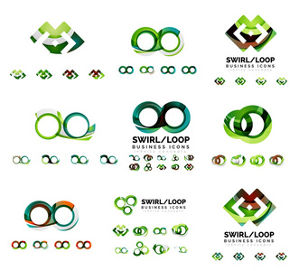 公司标识品牌设计一套 旋流分离在白色的无限循环概念图标