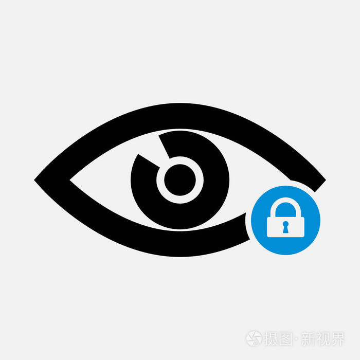 眼睛图标与挂锁标志.眼睛图标和安全 保护 隐私符号