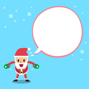 卡通圣诞老人与白色气泡哑铃锻炼