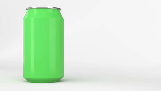 空白小绿铝汽水可以在白色背景下样机