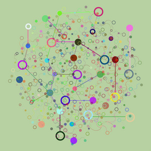 社会网络图形的概念。丝网 现代混沌科学与技术对象的几何设置多边形结构
