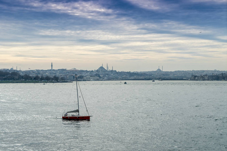 伊斯坦布尔Bosphorus海与城市景观