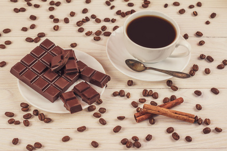 早上喝咖啡与巧克力