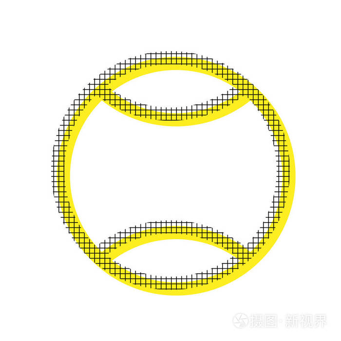 网球标志插图。向量。带方形 p 的黄色图标