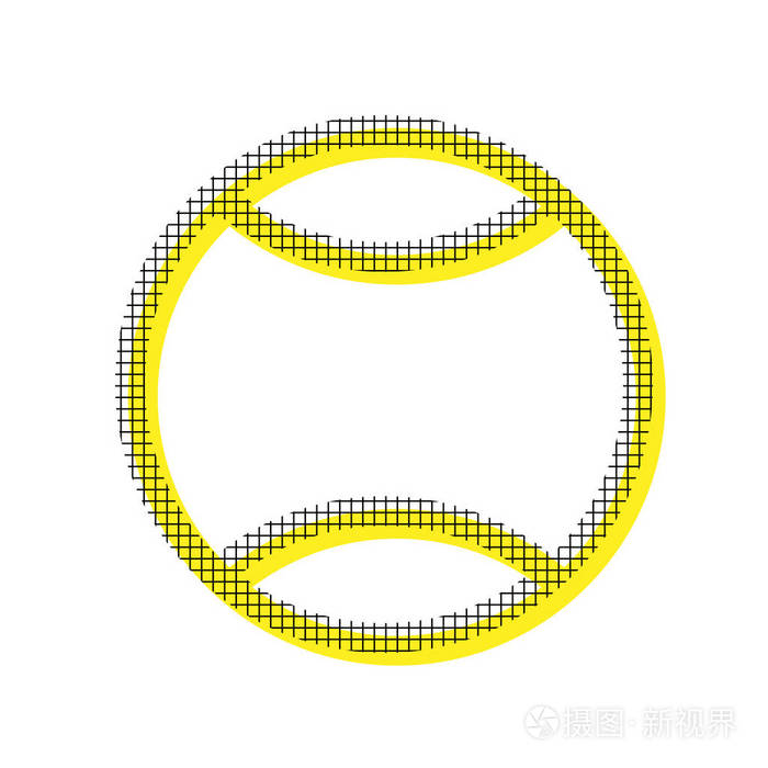 网球标志插图。向量。带方形 p 的黄色图标