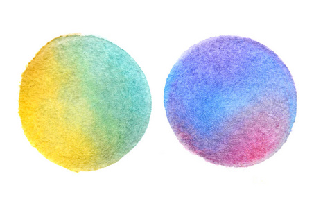 抽象水彩斑点形成不同颜色圆形的背景图像