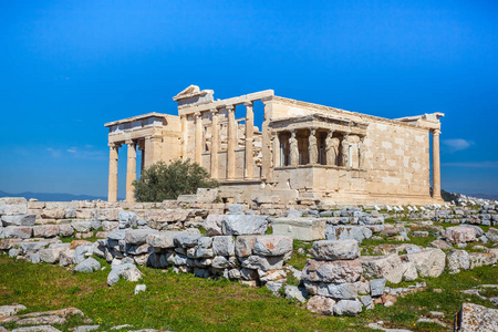 希腊卫城山上的雅典娜神殿氏和寺庙