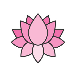 粉红色莲花, 填充轮廓图标