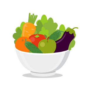 盘子里的蔬菜。健康食品概念。素食主义者, 素食主义者