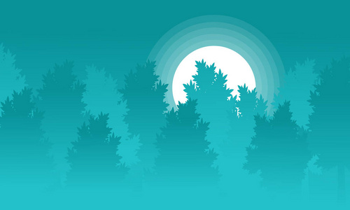 森林与月球景观的剪影