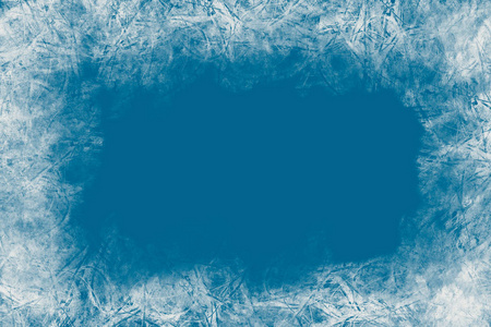 圣诞蓝色背景与冻结模式。空的空间，为文本，poscards 的