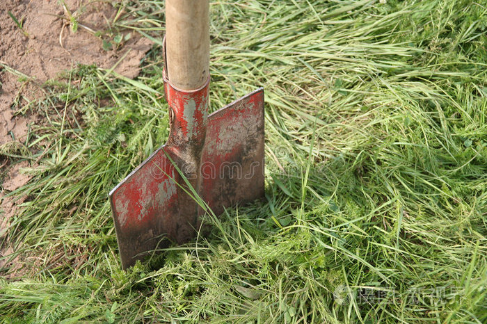 硬件工具园林工程鹤嘴锄花园铲隔离推土机锨把旧铲子挖土机推土机白底