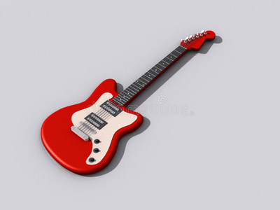 白色背景上的红色独奏吉他