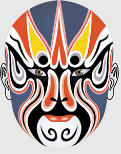 戏子脸谱面具插画图片
