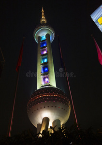 夜幕下的上海电视塔中国浦东