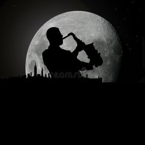 月光下的爵士蓝调音乐家图片