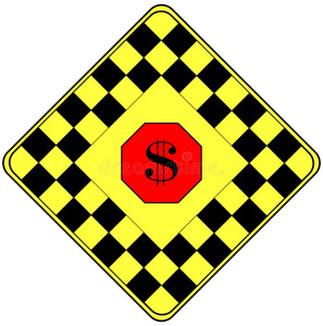 交通警告标志上的美元标志