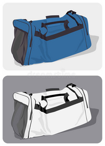 蓝白相间的行李袋图片