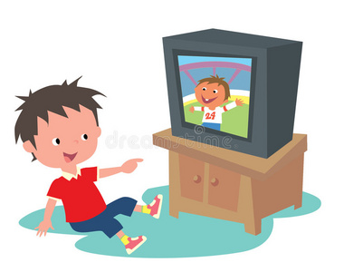 孩子看电视图片