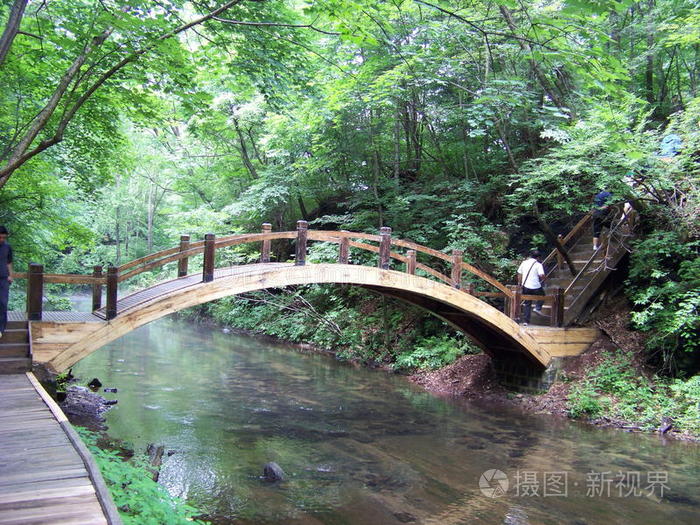 河桥风景区拉科茨大桥木桥西溪湿地木桥亚洲中国,北京,桂水河森林公园