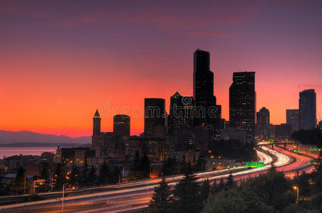 日落时的西雅图