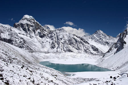 尼泊尔珠穆朗玛峰山间湖