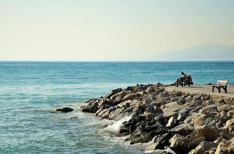 颜色 地平线 离开 黎明 目的地 自由 情感 长凳 爱琴海