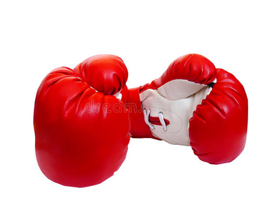 拳击用红白皮手套图片